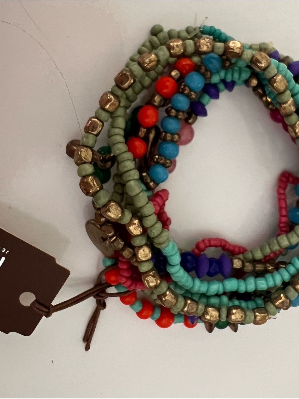 Colorful Beaded Wrap Bracelet - Multi Green Accent